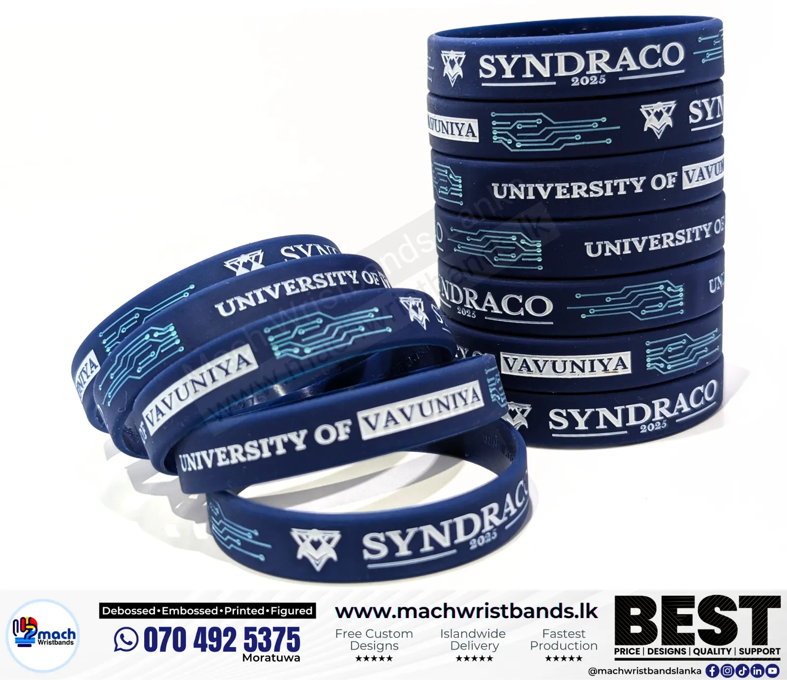 Embossed printed wrist bands